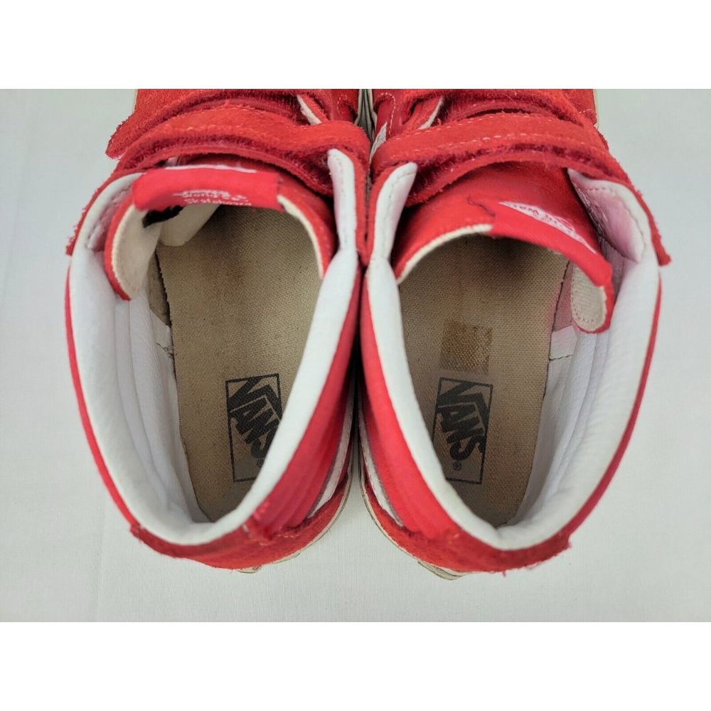 Vans Hook And Loop High Top Shoes Sneakers Youth Size 5.5Y Red White 721454 - Picture 4 of 12